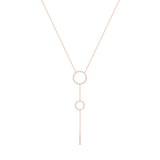 Double Hoops 18K Rose Gold Necklace w. Diamonds