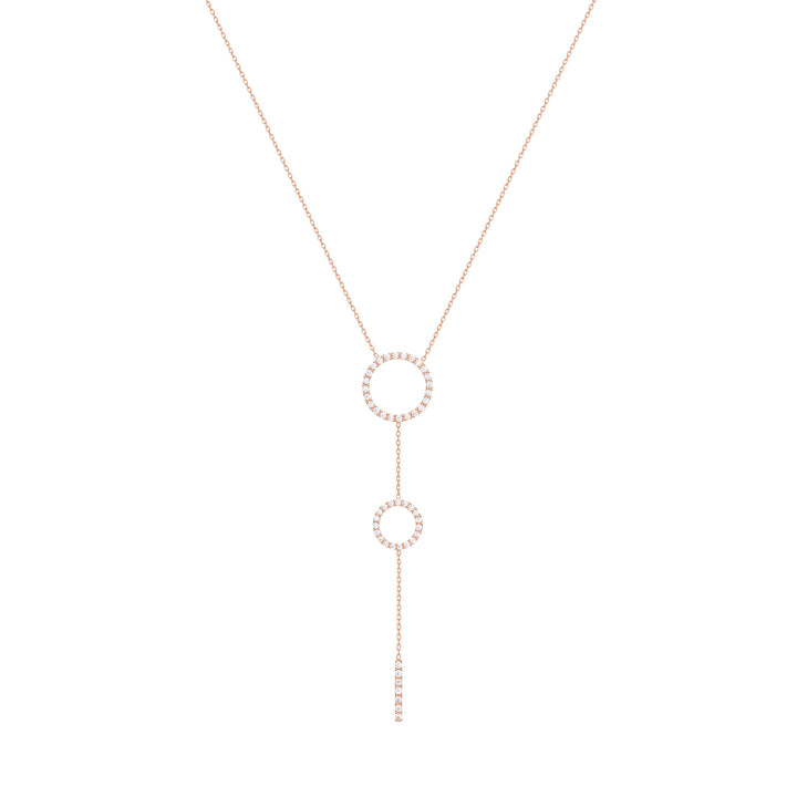 Dobbelt Hoops 18K Rose Guld Halskæde m. Diamanter