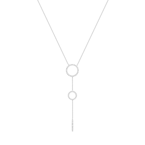 Double Hoops 18K Whitegold Necklace w. Diamonds
