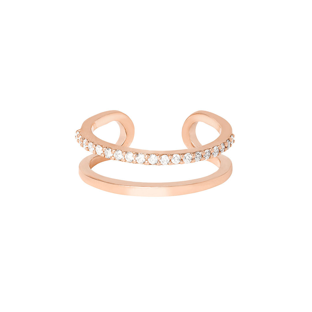 Dobbelt problemer 18k rose Guld Ring m. Diamanter