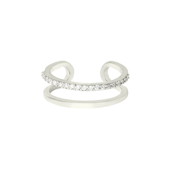 Doppelte Ärger 18k Weißgoldring w. Diamanten