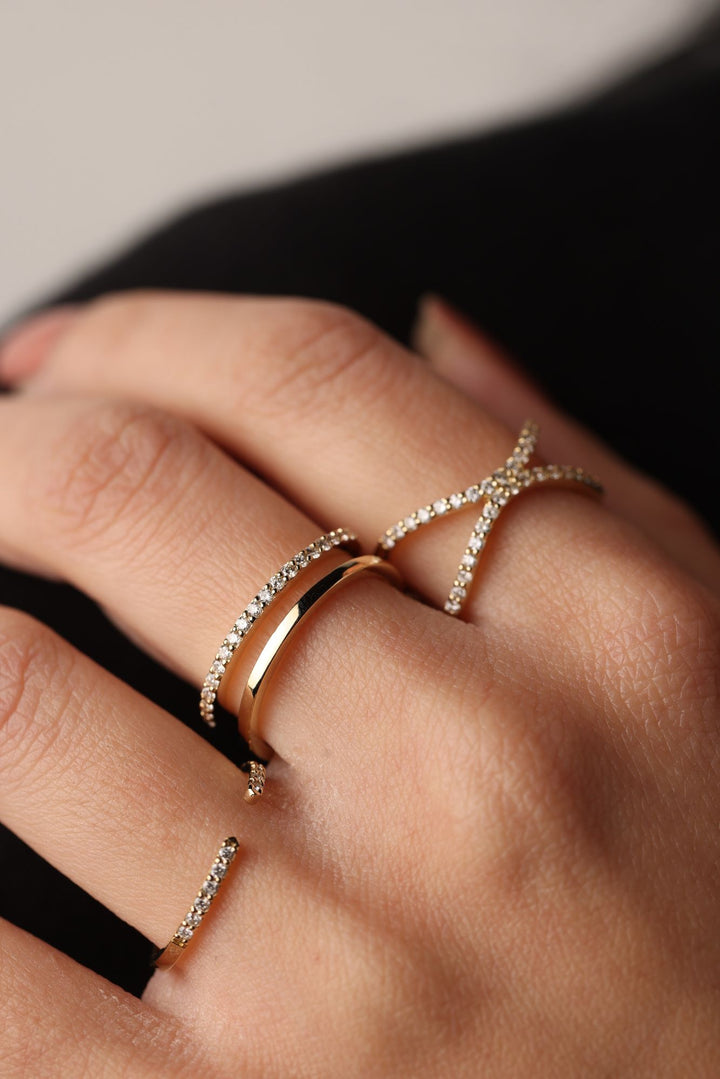 Doppelte Probleme 18K Roségolden Ring W. Diamanten
