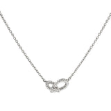 Drop Link Mini 18k Half Pavé Whitegold Necklace w. Diamonds