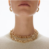 Drop Link Medium Plain (25 mm) 18K Gold Hoops