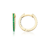 Dual 18K Gold Hoops w. Diamonds & Emeralds
