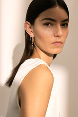 Short Vega 18K Gold Earrings w. Tiger's Eyes