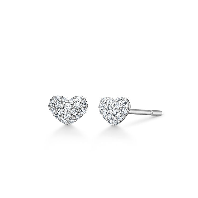 Rock My Heart Pavé 18K Whitegold Stud w. Diamonds