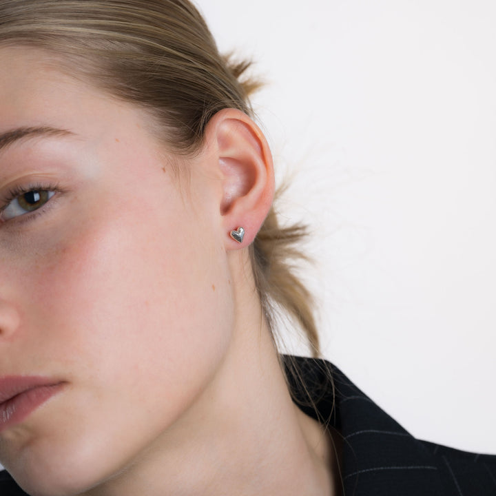 Ringo Small Heart 18K Gold & Silver Studs