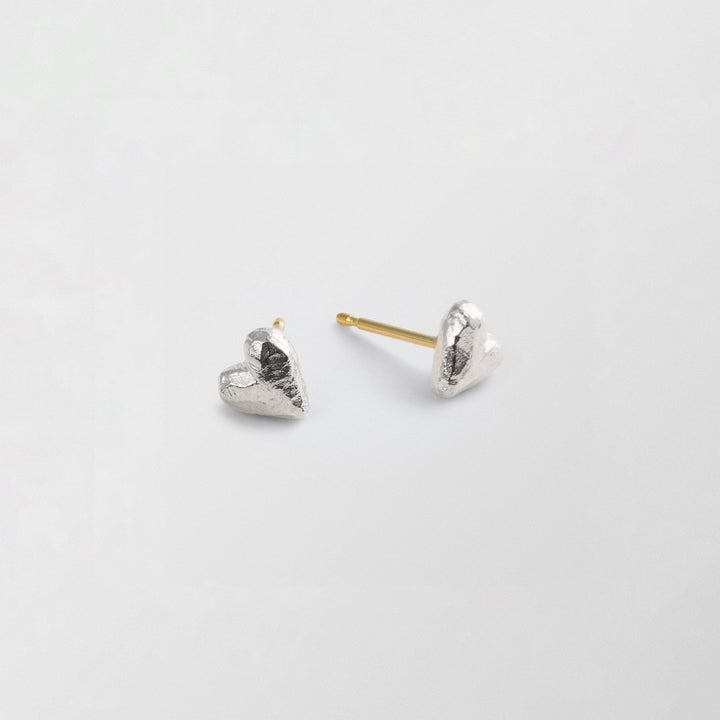 Ringo Small Heart 18K Gold & Silver Studs