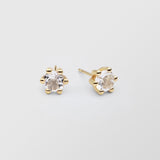 Cocktail 18K Gold Studs w. 6mm Crystals