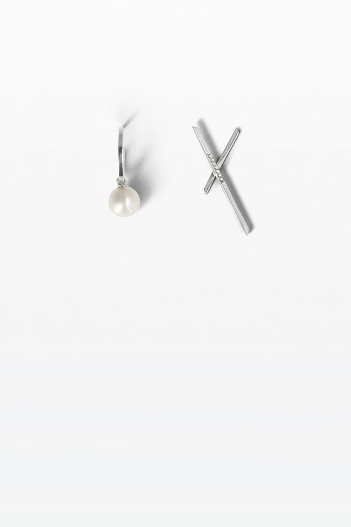 Anthology 15 18K Hvidguld Øreringe m. Diamant & Pearl