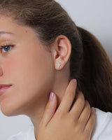 Fleur de Lyse 18K Gold, Whitegold or Rosegold Stud w. Diamonds