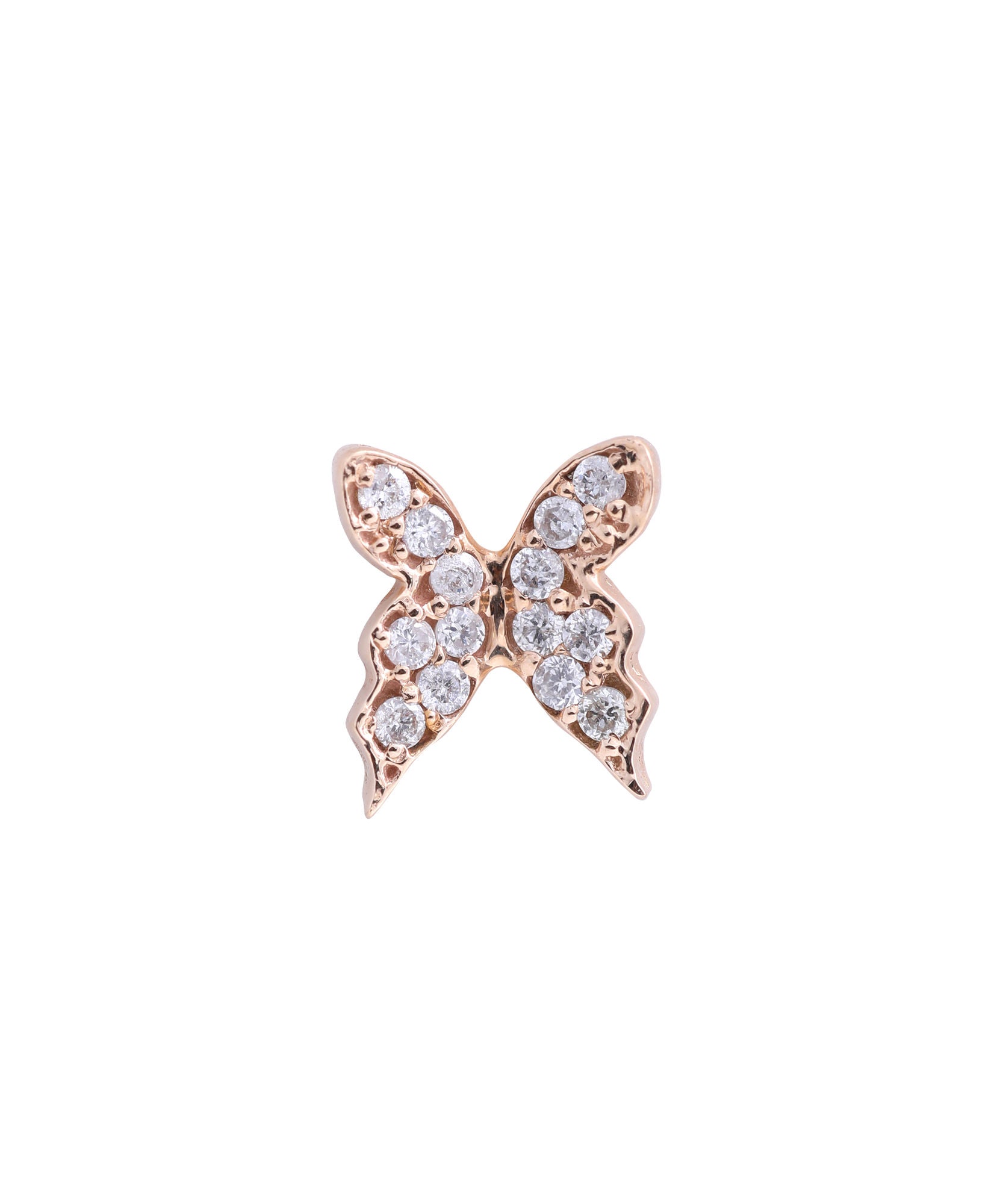 Schmetterling 18k Gold, Whitegold oder Rosengold Stud w. Diamanten