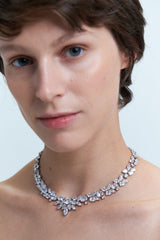 Eden Orchid Statement versilberte Messing-Halskette m. Zirkon