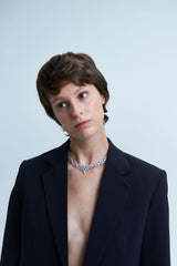 Eden Orchid Statement versilberte Messing-Halskette m. Zirkon