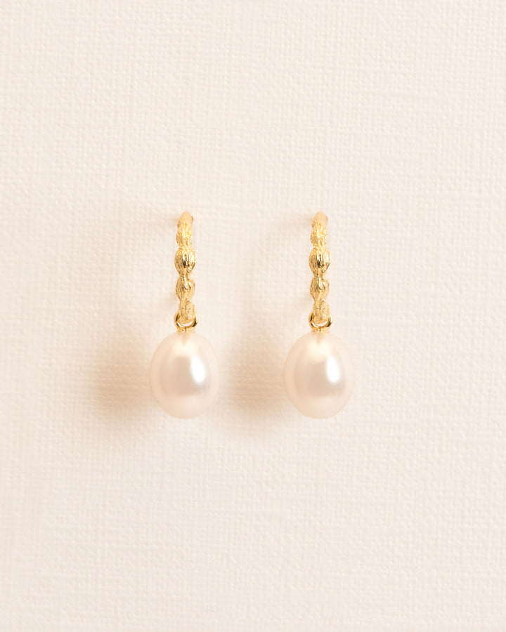 Organic 18K Guld Hoops m. Perle