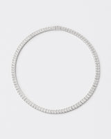 Emerald Rhodium Plated Silver Tennis Necklace w. Moissanites