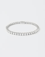4mm Tennis White Rhodium Plated Bracelet w. Moissanites