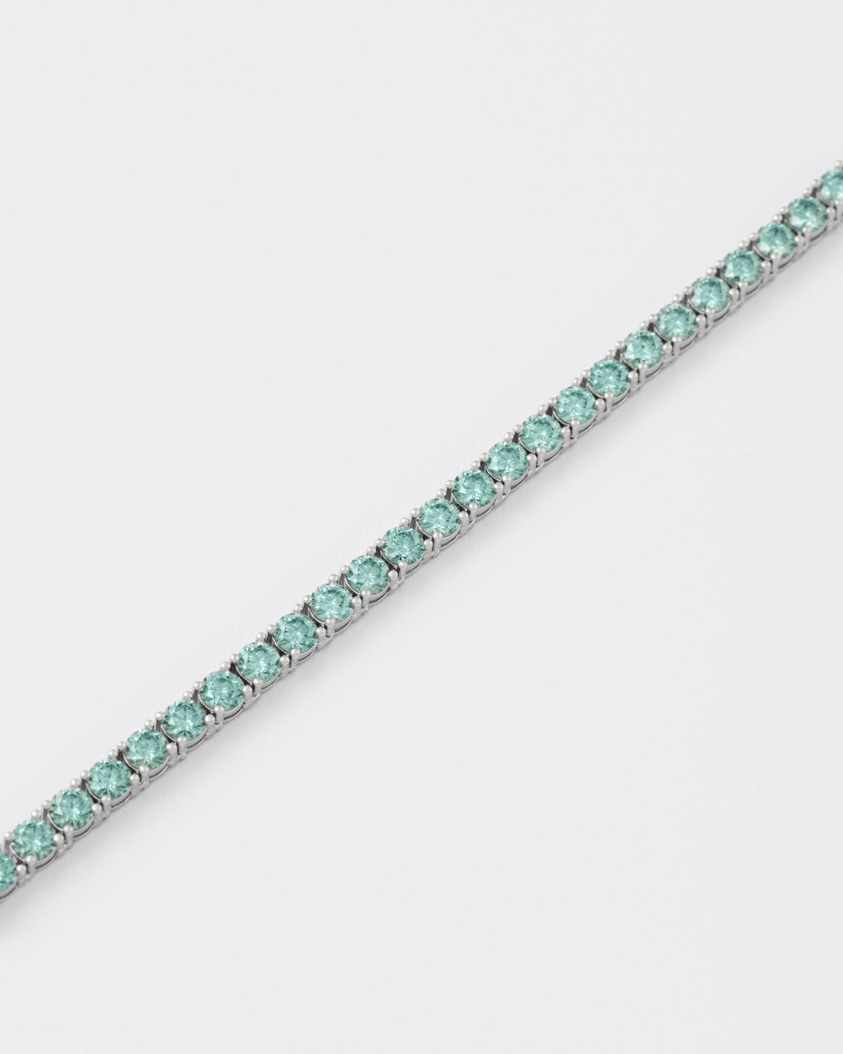 4mm Tennis Aqua Green Rhodium Plated Bracelet w. Moissanites