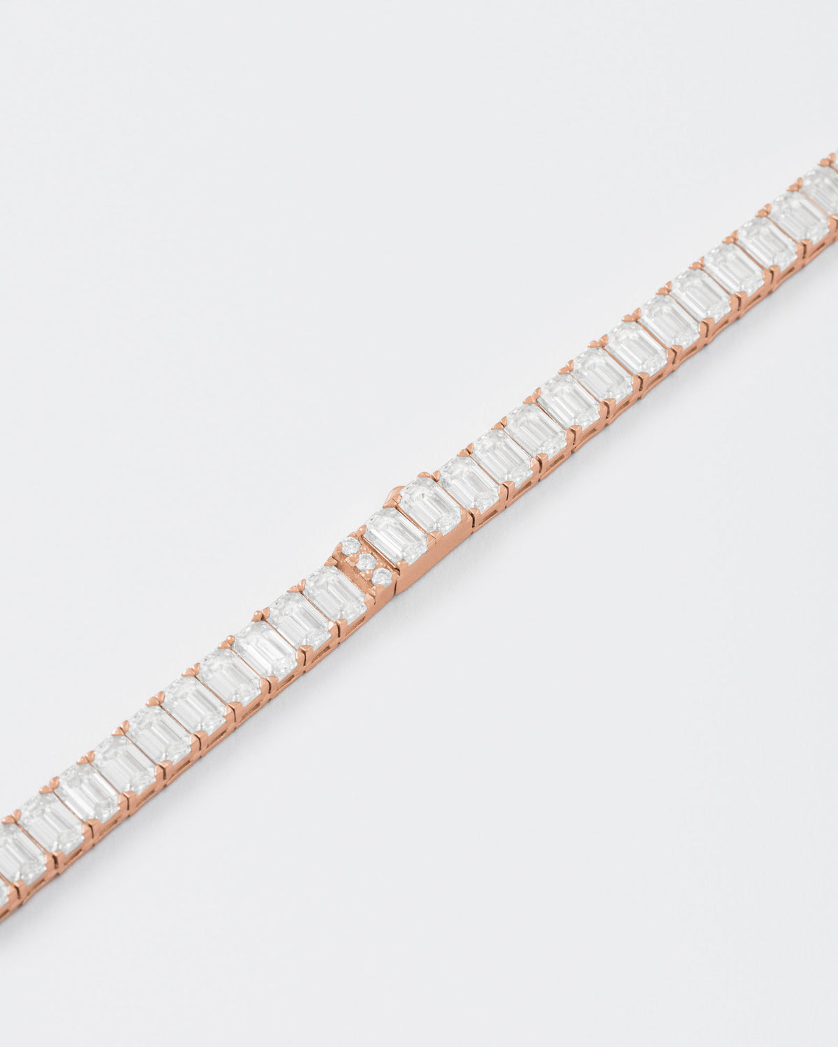 Rose Emerald Rosegold Plated Silver Tennis Bracelet w. Moissanites