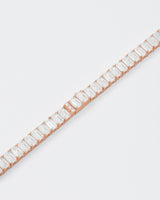 Rose Emerald Rosegold Plated Silver Tennis Necklace w. Moissanites