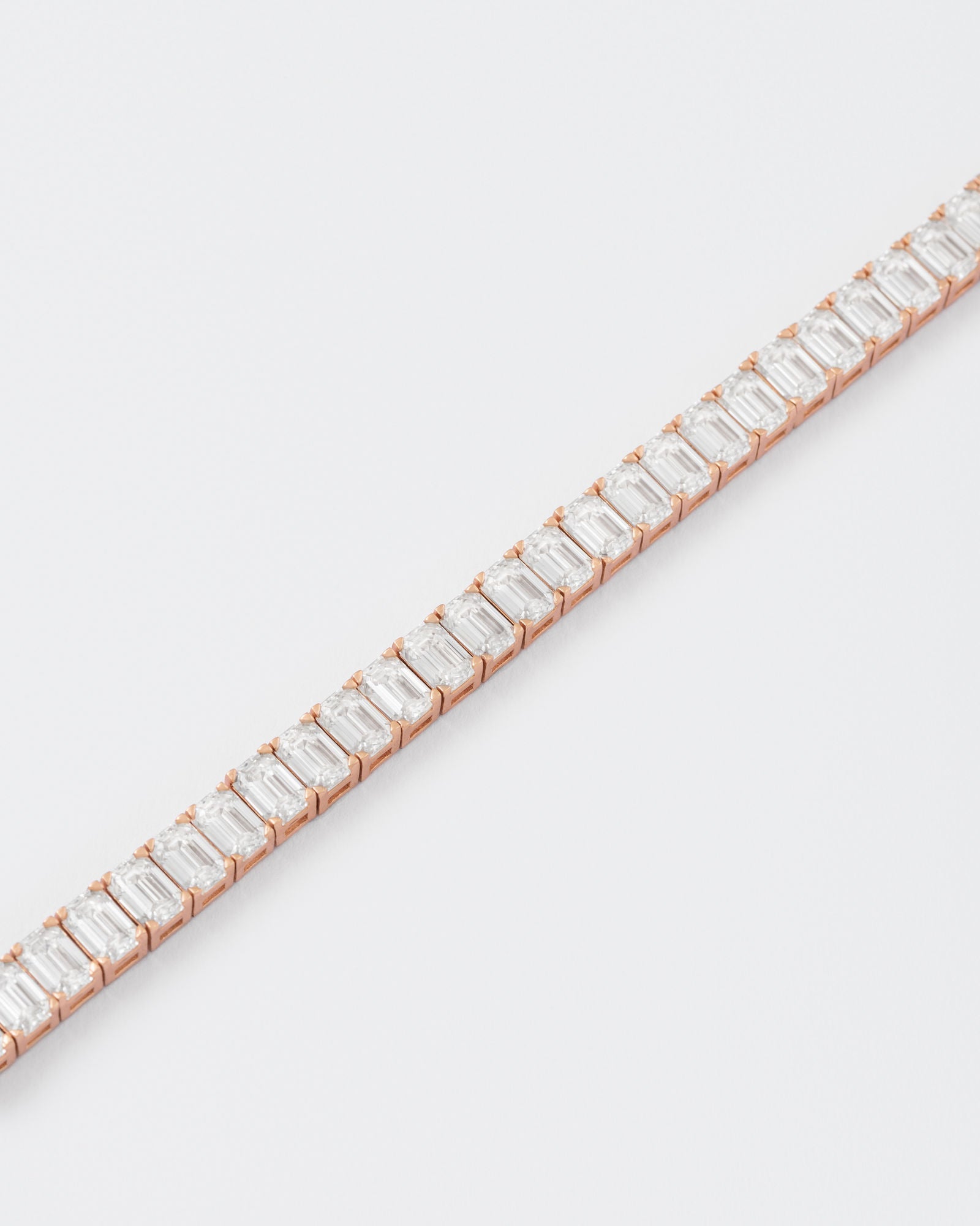 Rose Emerald Rosegold Plated Silver Tennis Necklace w. Moissanites