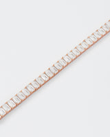 Rose Emerald Rosegold Plated Silver Tennis Necklace w. Moissanites