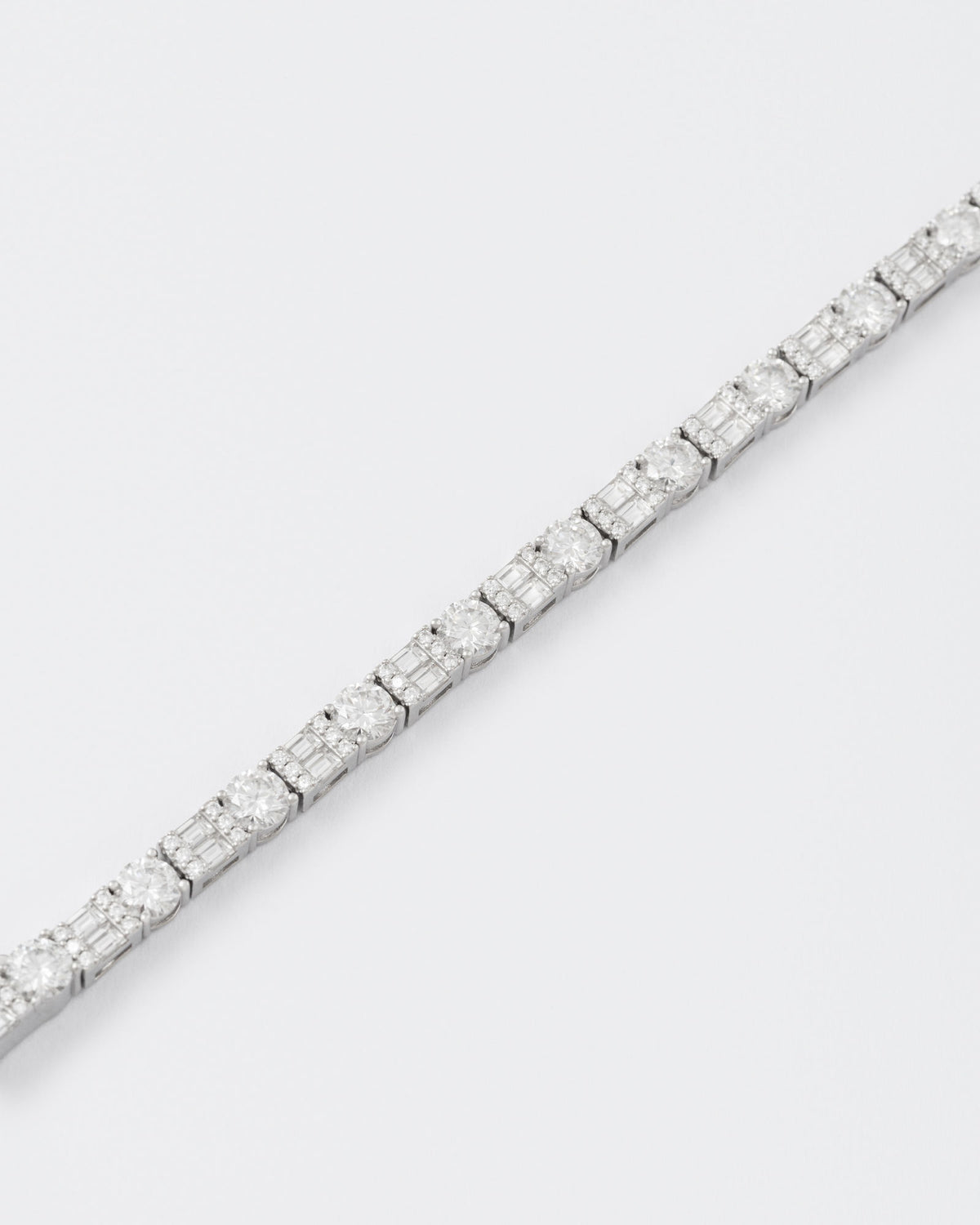 Rail Rhodium Plated Silver Tennis Bracelet w. Moissanites