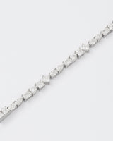 Mixed Shape Rhodium Plated Silver Tennis Bracelet w. Moissanites