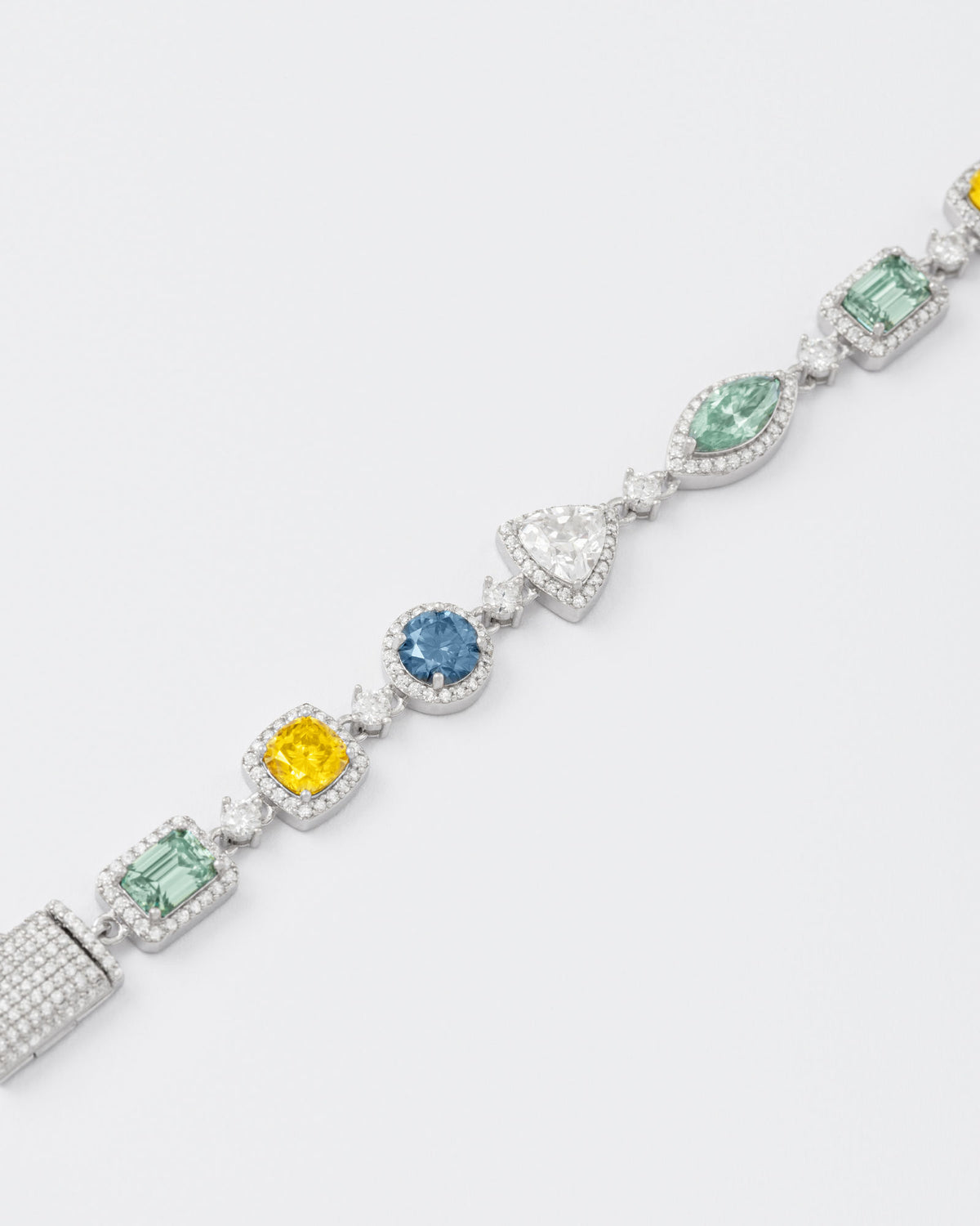 Dopamine Rhodium Plated Silver Bracelet w. Moissanites