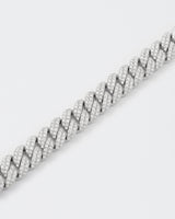 12mm Cuban Rhodium Plated Silver Necklace w. Moissanites