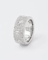 Band Rhodium Plated Silver Ring w. Moissanites