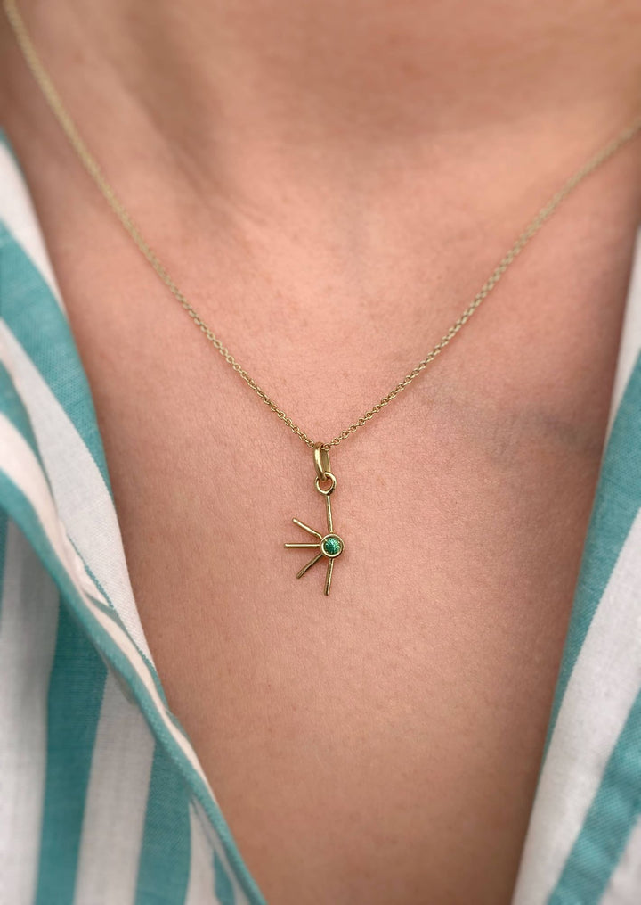 Emma Amulet 18K Fairmined Gold Necklace w. Emerald
