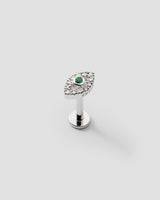 Eirene Eye Labret 14k Hvidguld Ørepiercing m. Diamant & Smaragder