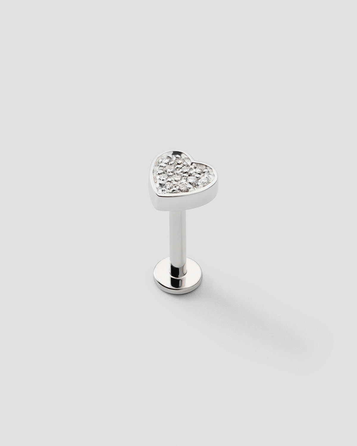 Ephyra Pavé Hjerte Labret 14k Hvidguld Ørepiercing m. Diamanter