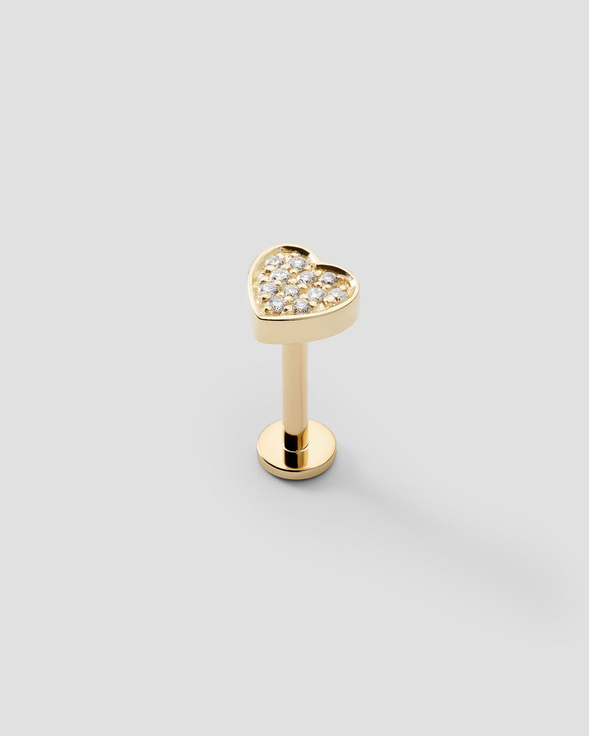Ephyra Pavé Heart Labret 14k Gold Ear Piercing w. Diamonds