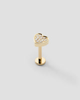 Ephyra Pavé Heart Labret 14k Gold Ear Piercing w. Diamonds