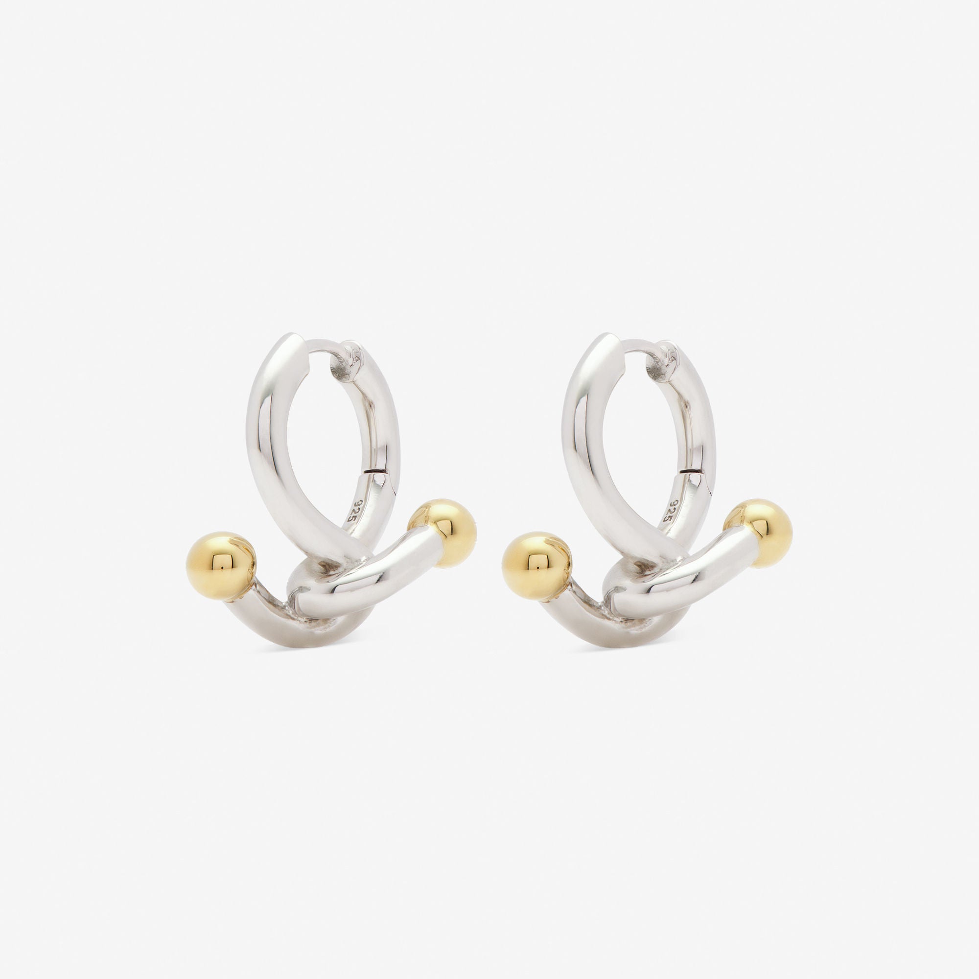 Falcate Rhodium Plated Silver Earrings