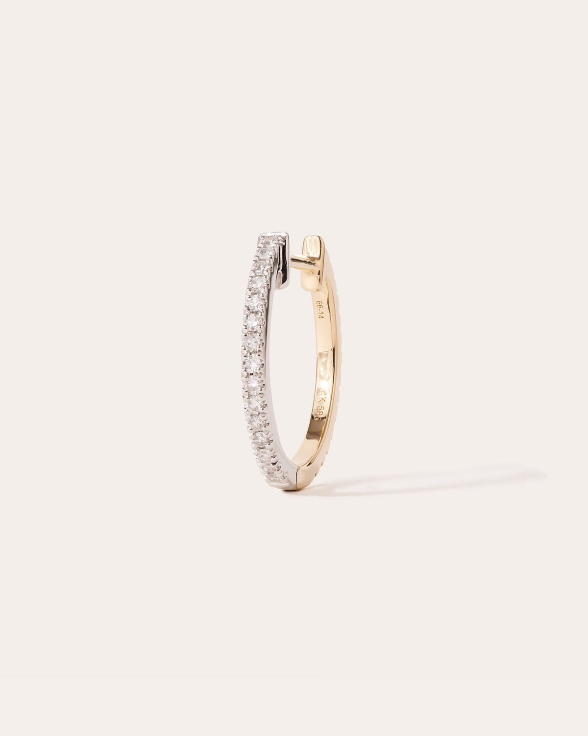 14 mm 14k Whitegold & Gold Hoop w. Diamonds