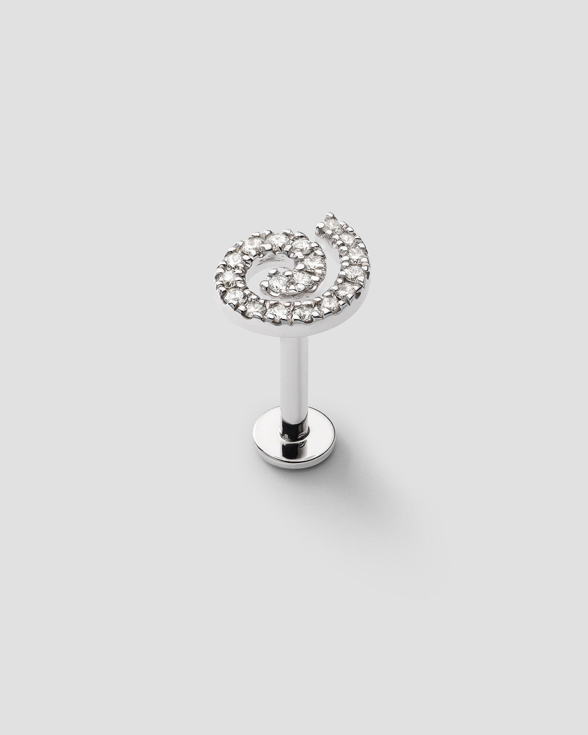 Swirl Labret 14k Whitegold Ear Piercing w. Diamonds