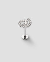 Swirl Labret 14k Whitegold Ear Piercing w. Diamonds