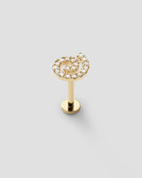 Swirl Labret 14k Guld Ørepiercing m. Diamanter