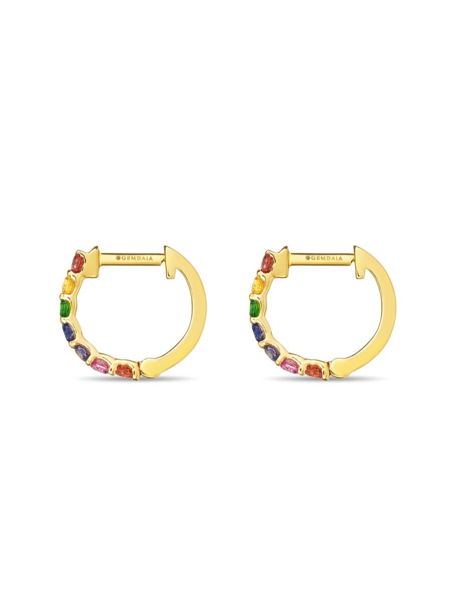 Regenbogen -Saphir 14k Goldohrringe
