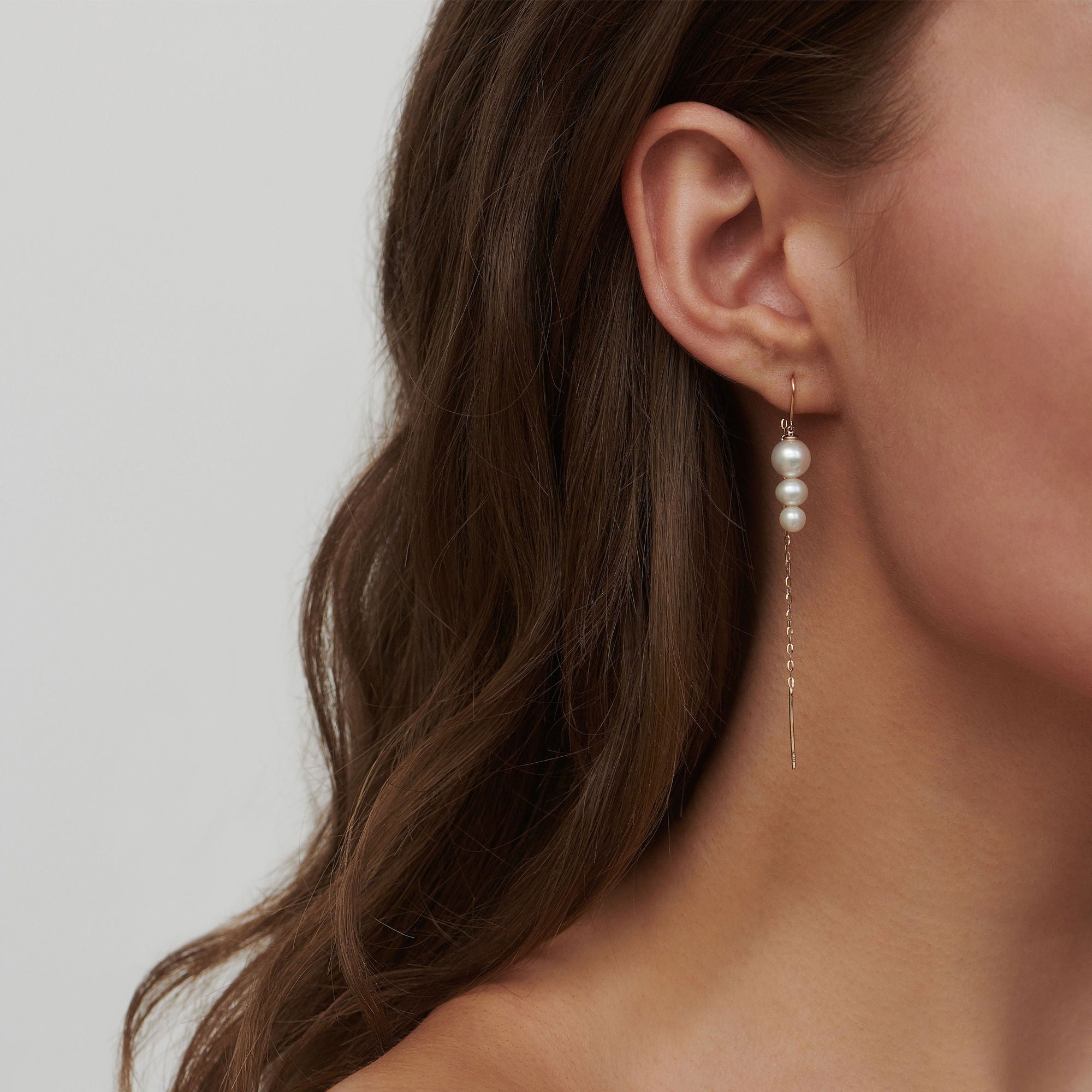Eden Chain 14K Gold Earring w. Pearl