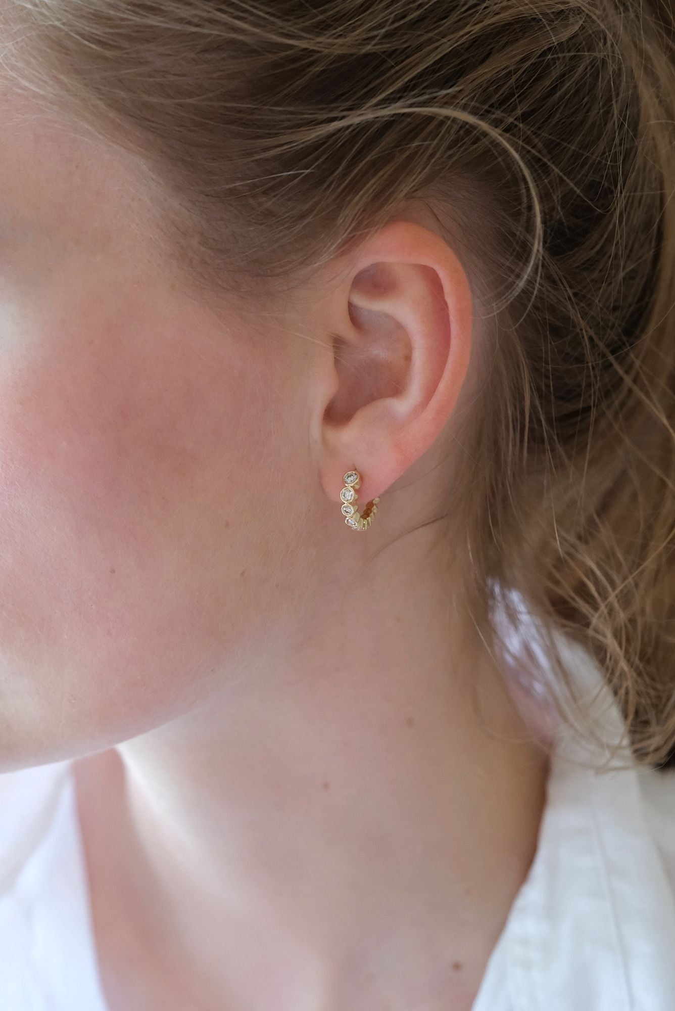 Elba 14K Gold Hoops w. Diamanten