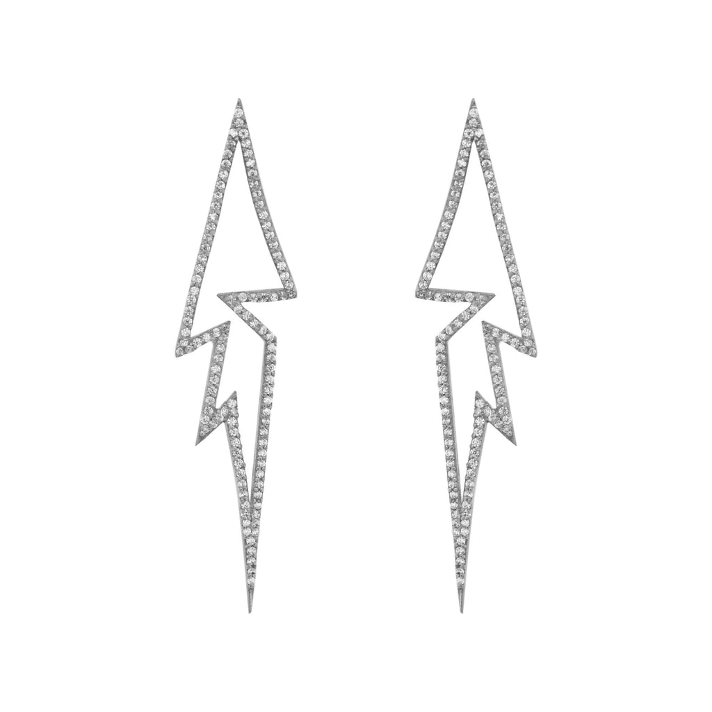 Flash Black Ruthenium on Silver Earrings w. Zirconia