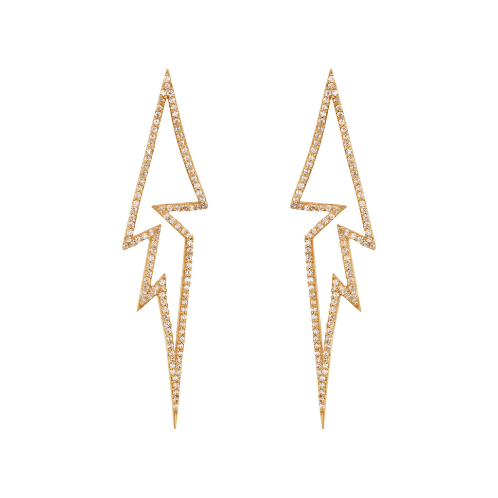 Flash Gold Vermeil Earrings w. Zirconia