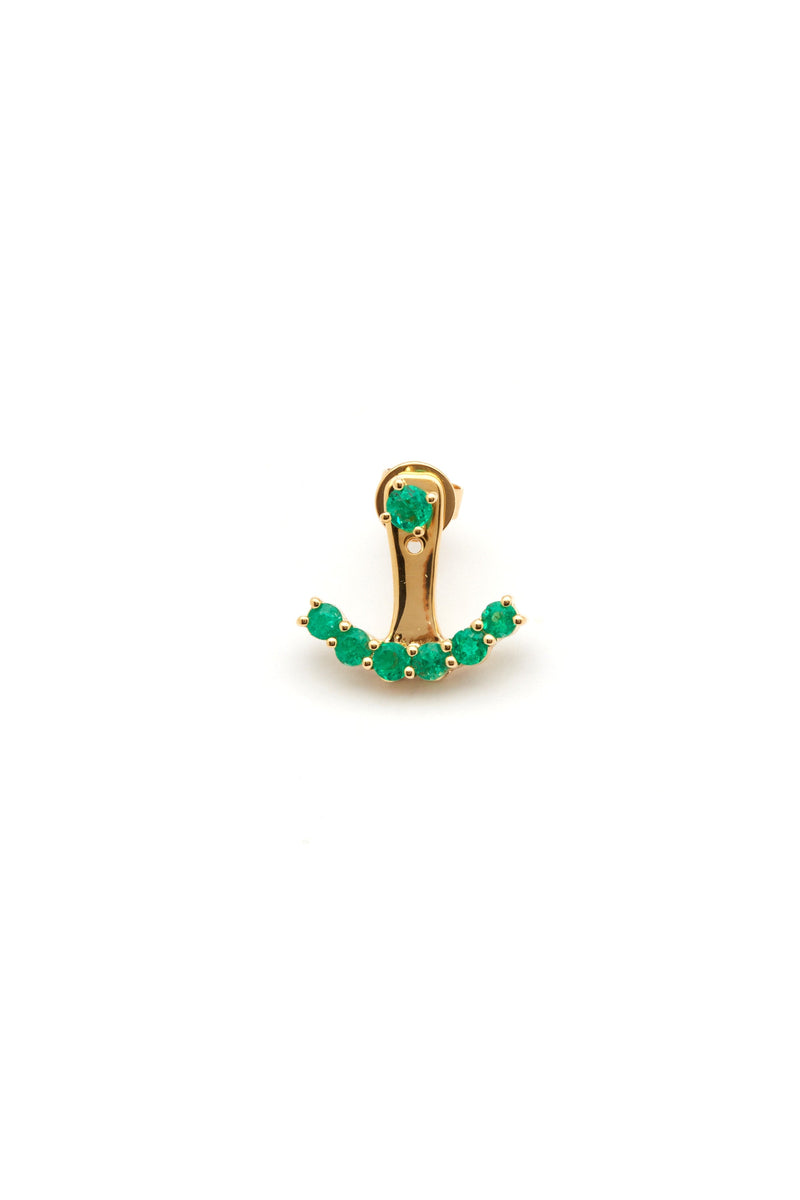 Emerald Ear Jacket 18K Gold Earring w. Emerald