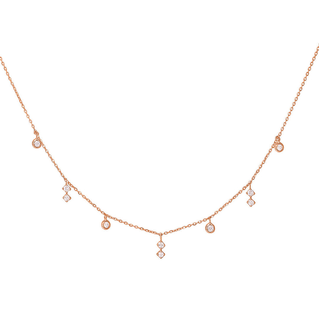 Enchanting 18K Rose Gold Necklace w. Diamonds