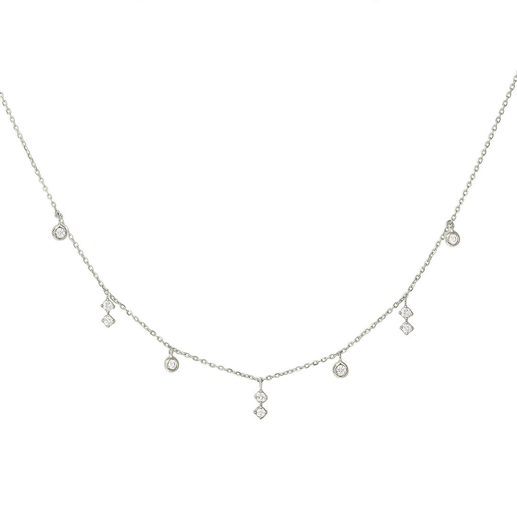 Enchanting 18K White Gold Necklace w. Diamonds